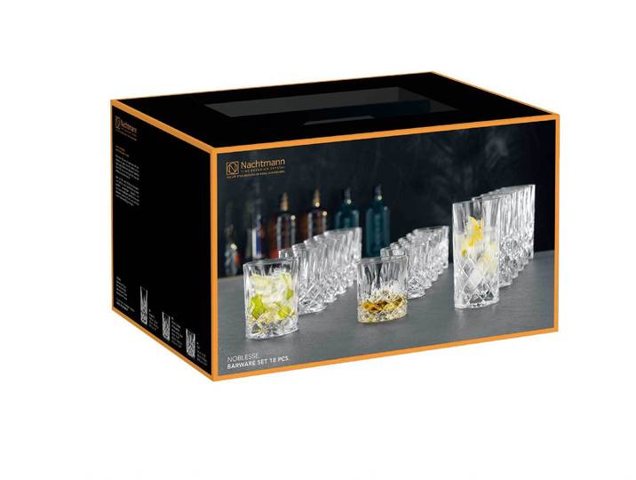 Gläser-Set NACHTMANN Bargläser Noblesse 18er Set transparent , bunt (transparent), B:2cm H:2cm, Glas, Trinkgefäße, Gläser-Set, Erhöhte Bruchfestigkeit, spülmaschinenfest, brillant und klar