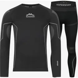 ALPENWERT Thermounterwäsche Herren, Größe XL in Schwarz Schwarz