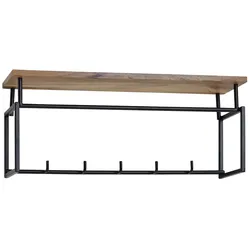 Wandgarderobe aus Mango Massivholz und Metall, Stilvolle Lösung für den Eingangsbereich. 71x20x29 cm | Kadima Design