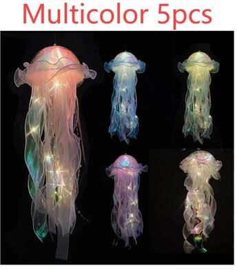 Uplift Picks DIY Jellyfish Hanging Lamp Colorful Kids Bedroom Ceiling Light multicolor 5 Pcs