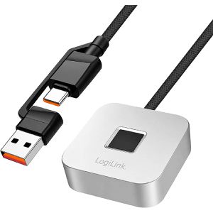 LogiLink Fingerabdrucksensor AU0067, ab Windows 10, Plug & Play, USB-A/-C, 10 Fingerabdruck-IDs