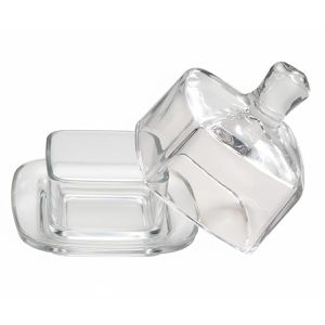 APS Butterdose 15926, aus Glas, quadratisch, 9 x 9 x 9 cm, glasklar