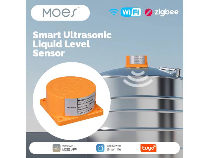 ​ ​ MOES – détecteur de niveau d'eau ultrasonique WiFi/ZigBee, moniteur de réservoir intelligent avec alarmes en temps réel, télécommande avec application Tuya