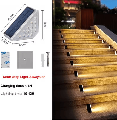 Inspire Essentials LED Solar Stair Light With Motion Sensor For Outdoor Pathways And Gardens 14led No Sensor