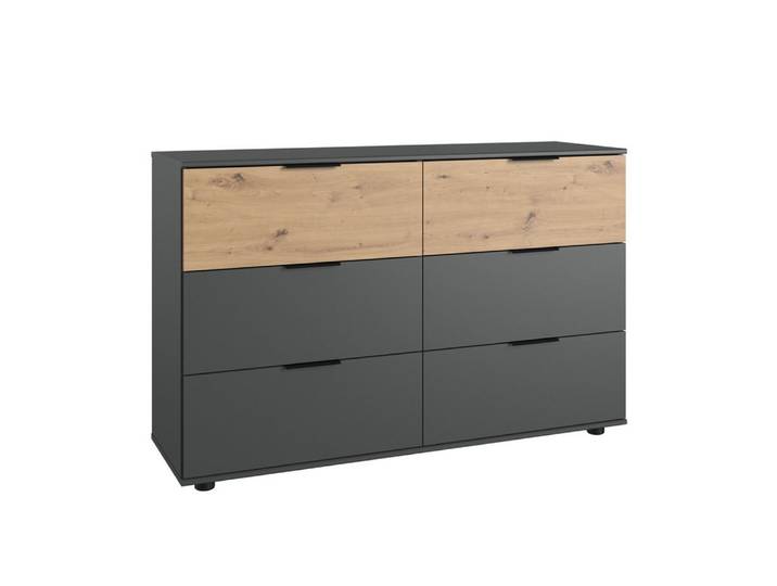 Lomadox Kommode GRANADA-43, graphit mit Artisan Eiche Nb. 130/83/41 cm