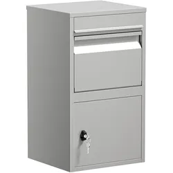 Wiltec, Briefkasten, Paketkasten grau 410x380x720mm Paketbox Stahl Standbriefkasten Paket Post (41 x 38 x 72 cm)