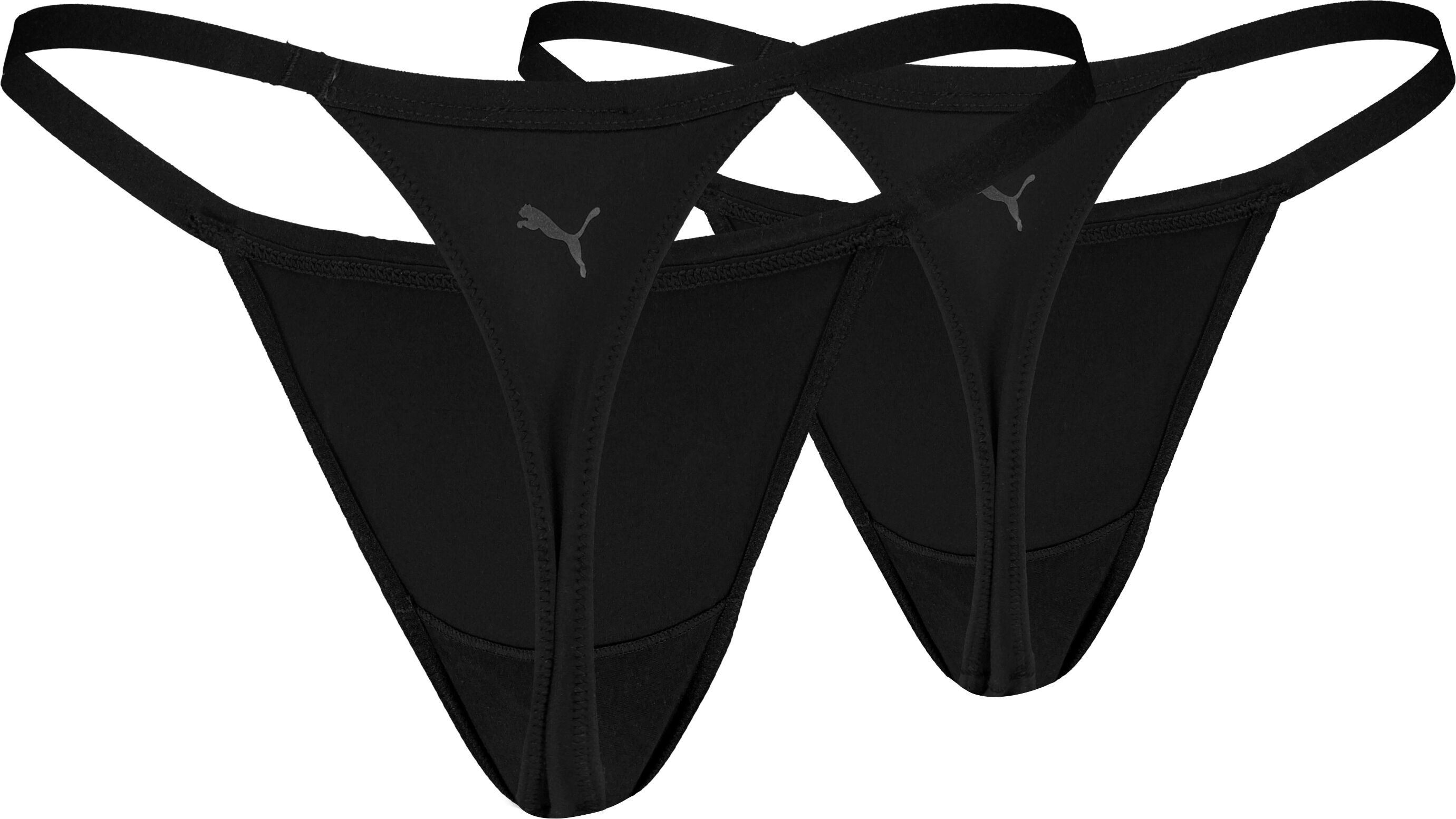 String PUMA "PUMA WOMEN MICROFIBER TANGA STRINGS 2P", Damen, Gr. S, Microfaser, schwarz, Microfaser, Obermaterial: 70% Polyamid, 30% Elasthan, körpernah, Unterhosen String, mit elastischem Bund, Logodruck hinten, Mid-Rise Design schwarz S, Microfaser