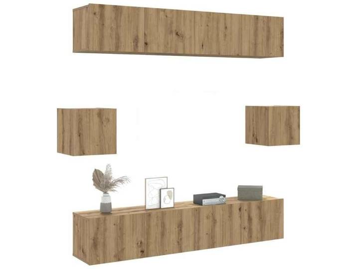 Ensemble de meuble TV mural 6 pcs-Meuble Télé suspendu chêne artisanal