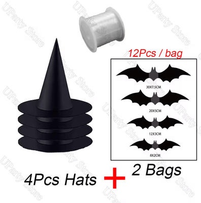 Inspire Curations Hanging Witch Hat Set Halloween Witch Hats Floating Wizard Decorations For Home & Party Decor 6pcs Mixed