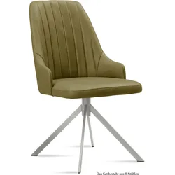 ESSZIMMERSTUHL (8er-Set) Dorrit 52x91x60 Edelstahl/Olivgrün