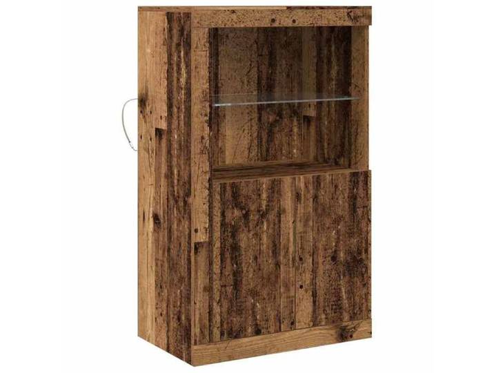 CLARENCE - NEW Buffet bahut vaisselier - JILL'S - Buffet Pour Salon avec lumières LED en bois vieilli 60 5x37x100cm OCT822201027