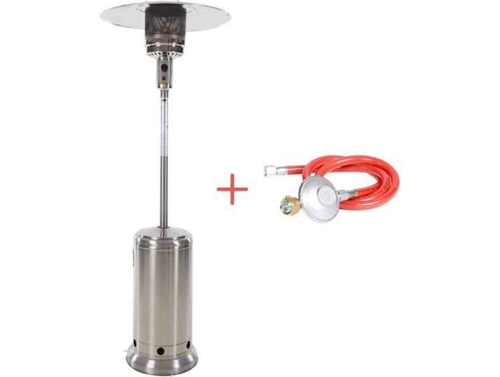 Sunred - Sargas - Gas lijn - Roestvrij staal - Staand model - Terrasverwarmer - Gas - 14000 W – Verschillende standen – Piezo ontsteking - Gas heater - Compleet: incl. gasdrukregelaar & slang