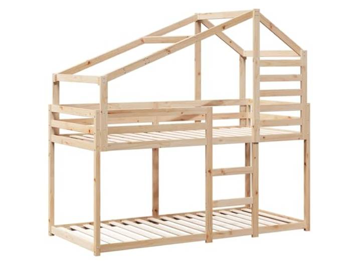 KTHLBRH Etagenbett 90 x 200 cm massiv Kiefer Mit Schutzseiten, Seitentür, Latten im Lieferumfang enthalten, für Kinderzimmer