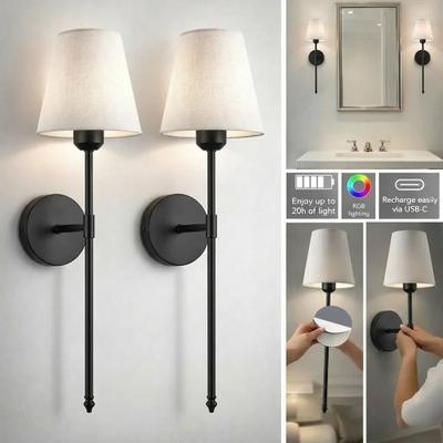 Uplift Picks Set Of Two Wireless Rechargeable Wall Sconces With Remote Control black 2 Sets