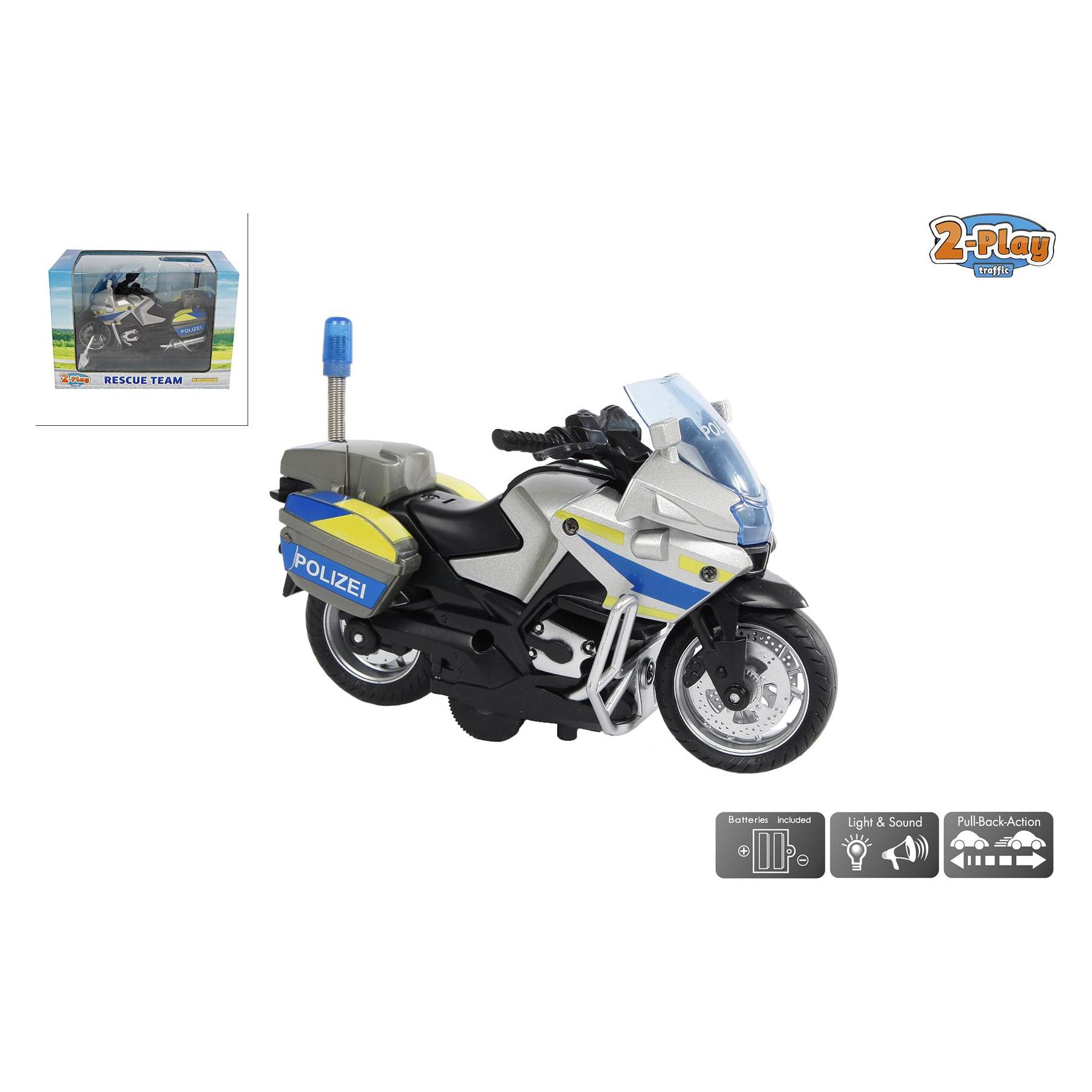 Kids Globe Van Manen Polizeimotorrad (Einsatzfahrzeug mit Licht + Sound, Motorrad mit Rückzugsmot (510247)