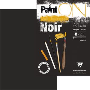 Clairefontaine Zeichenblock PaintON 975170C, A3, 250 g/m², schwarz, geleimt, 20 Blatt