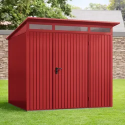 Hörmann Ecostar Metall-Gerätehaus Trend mit Pultdach Typ 2, 248 x 283 cm,purpurrot,5,7 m2