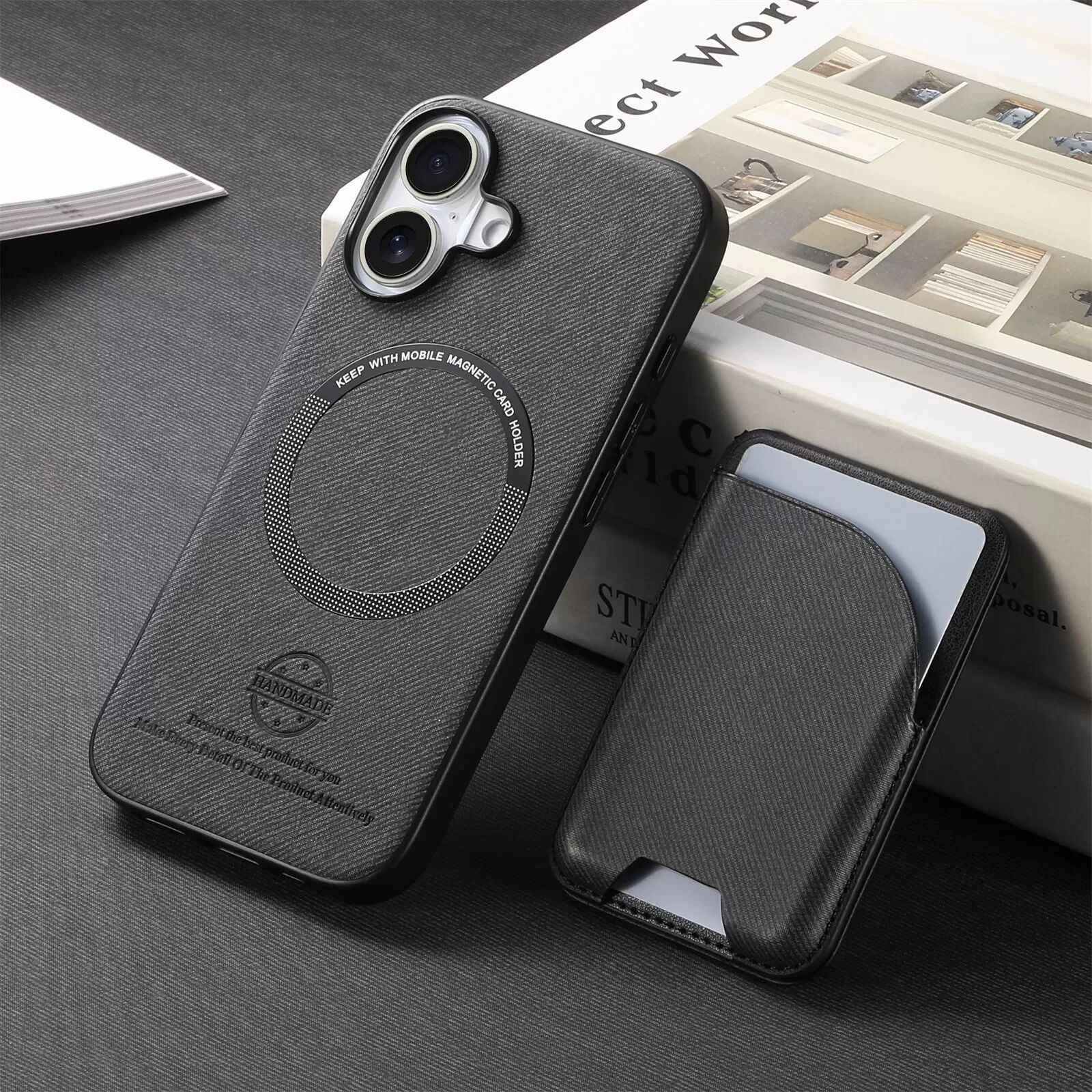 INF Coque de téléphone avec support et porte-carte pour Samsung S24 Ultra - Noir