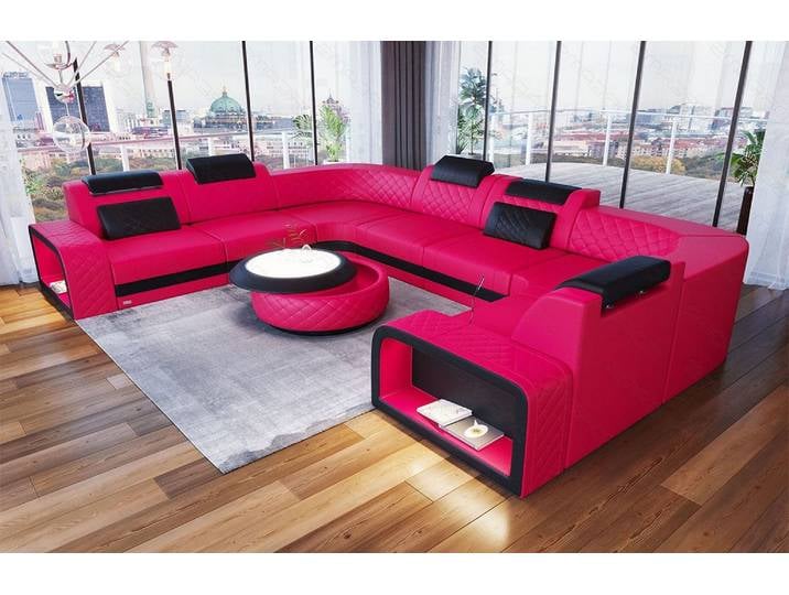 Mini Sofa Foggia U-Form aus Leder