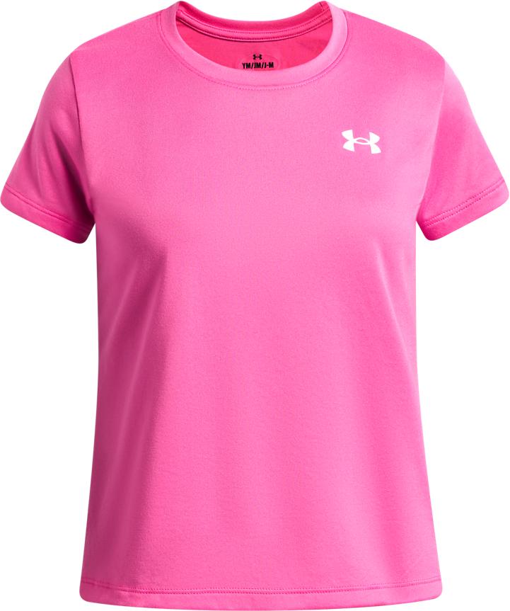 Trainingsshirt UNDER ARMOUR "UA Tech SSC", Kinder, Gr. M, pink (pink frenzy, weiß), Obermaterial: 100% Polyester, normal, Rundhals, Shirts Trainingsshirt, leichtes Trainingsshirt, mit Rundhalsausschnitt, ohne Verschluss pink frenzy, weiß M