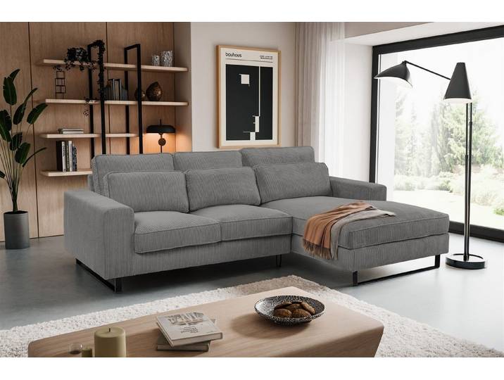 freiraum Ecksofa Ecksofa >Bolivia< in verschiedenen Farben und Stellvarianten, Cord -, in grau, Cord - 276x91x183cm (BxHxT)