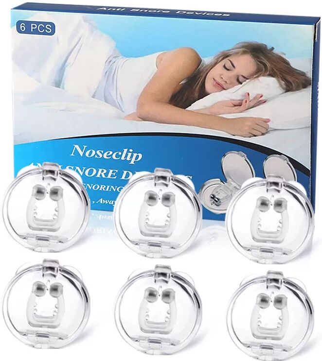INF Magnetischer Nasenclip gegen Schnarchen 6er-Pack Transparent