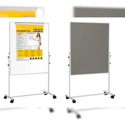 Bi-Office Mobiles Duo Flipchart 70x120cm, Grau Filz und Magnetisches Oberfläche