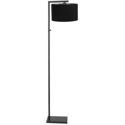 Steinhauer Stehleuchte STANG, Down, E27, mit Dreh-Dimmer + zylindrischem Schirm, schwarz matt, Leinen schwarz STE-7196ZW