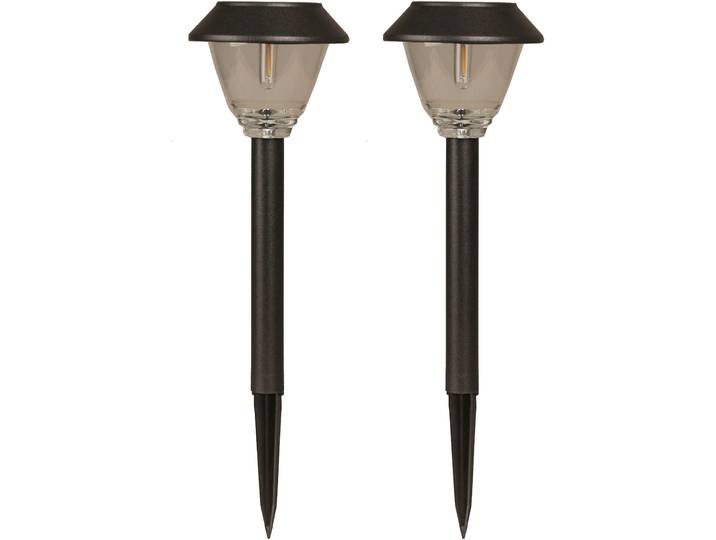 Gartenleuchte LUXFORM Solar-Gartenlampe - Kodiak - 2 St - 5 Lumen - LED , schwarz, 2 Stk., Leuchten, Gartenleuchte, Aus Edelstahl & Glas gefertigt