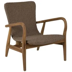 Gartensessel Lilja aus Teakholz mit Geflecht, skandinavischer Stil, naturbraun, Outdoor geeignet