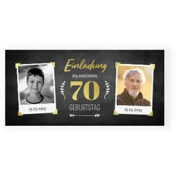 Einladungskarte 70. Geburtstag: Ich & Ich mit Fotos in Schwarz
