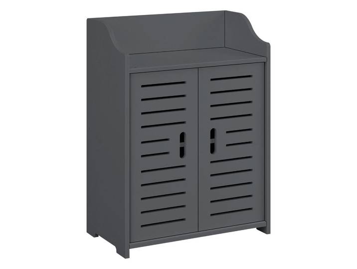 [en.casa] Badezimmerschrank Trosa, Dunkelgrau, Kunststoff, 45x62x25 cm, Badezimmer, Badmöbel, Midischränke