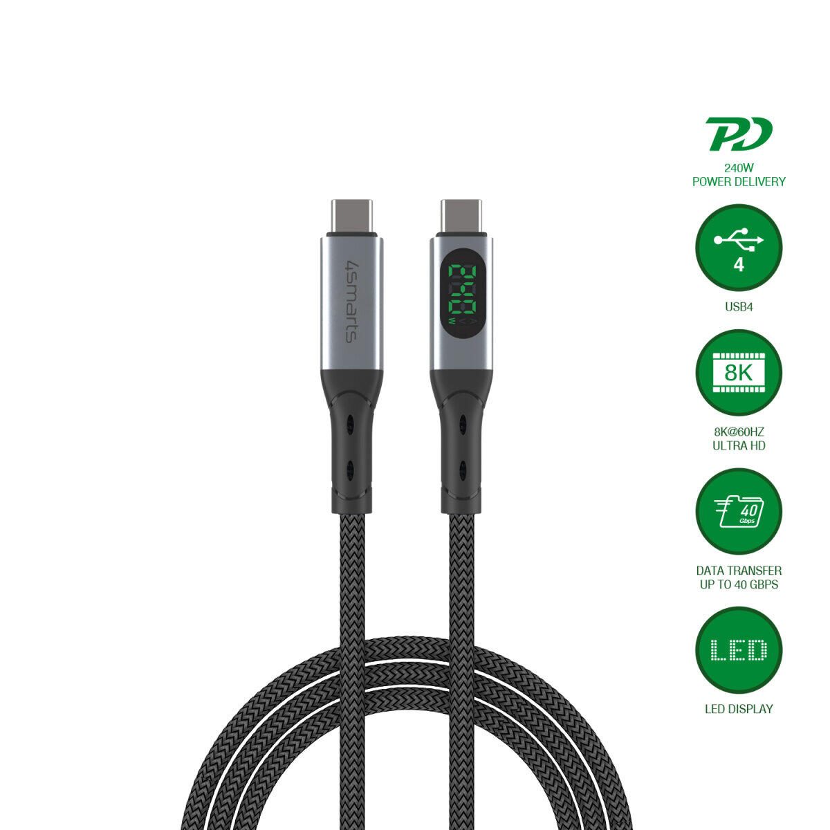 4smarts USB4 Kabel DigitCord Enterprise 240W 1,5m, schwarz 541438