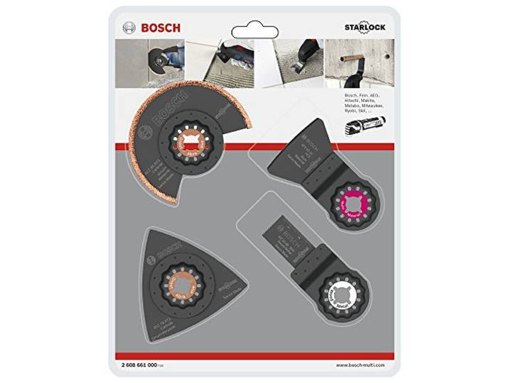 Bosch Accessories Jeu de 4 pces pour carrelage (mortier et colle à carrelage\, Starlock\, accessoires pour outils multifonctions) Gris