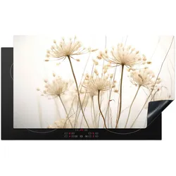 HERDABDECKPLATTE Blumen - Weiß - Sonnenlicht Glaskeramikkochfeldabdeckung 90x52 cm