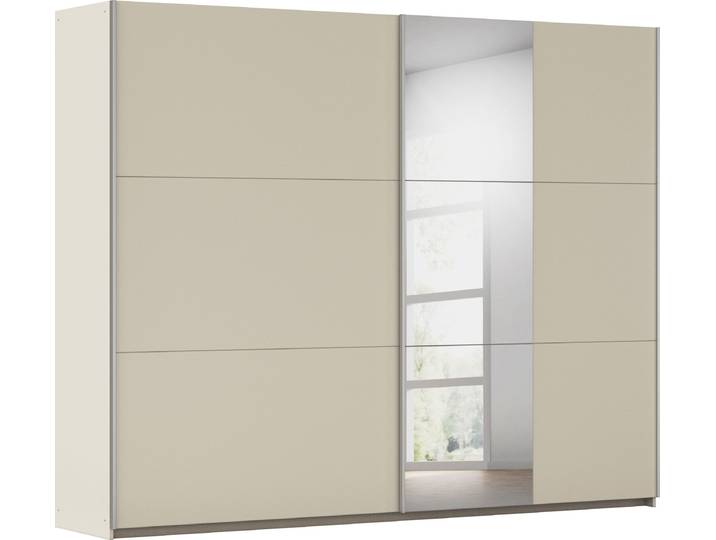 Schwebetürenschrank, 261x210x59 cm, Holzwerkstoff, Beige, 2 Türen & Spiegeltür, Landhaus, Rauch