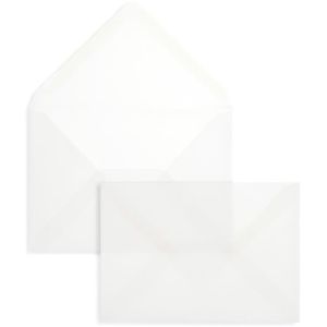 Blanke Briefumschläge weiß/transparent, C6, ohne Fenster, nassklebend, 90g/m², 100 Stück