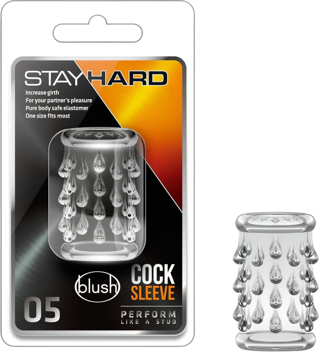 blush Stay Hard - Textured Penis Sleeve (Clear)