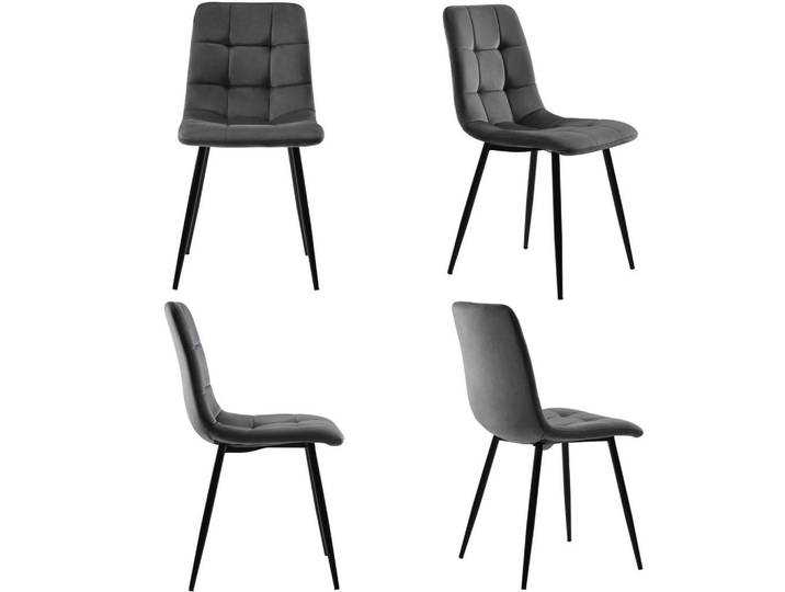 Esszimmerstuhl 4er Set, Grau, Metall, 41x86x44 cm, Esszimmer, Stühle