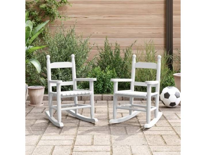 smnyxs Schaukelstuhl für Kinder, 2 Stück, weiß, Massivholz, Pappel Dumping-Design, Drainage-Latten, wasserabweisende Oberfläche, für Terrasse, Garten, Balkon, Wohnzimmer