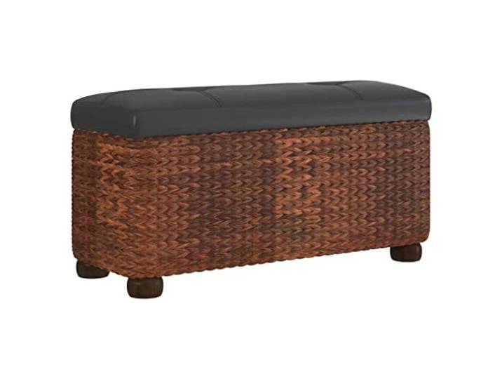 KTHLBRH Sitzbänke 2 Stück mit Kissen braun 69 cm Tifa Stabiles Sperrholz, gepolsterter Sitz, großes Staufach, max. Belastung 110 kg