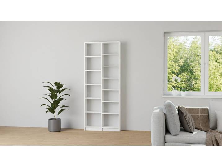 Hohes Bücherregal nach Maß - Hohes Regal mit vielen Optionen MDF Beschichtet MDF Weiß matt