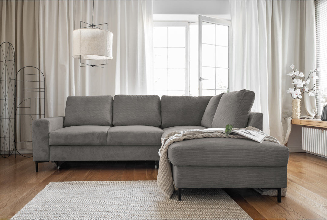 MiuForm Lofty Lilly 6 seater Corner Sofa Bed Light Grey 84cm H X 237cm W X 197cm D