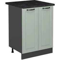 Vicco, Regal, Küchenunterschrank R-Line, Mint Landhaus/Anthrazit, 60 cm Arbeitsplatte Anthrazit