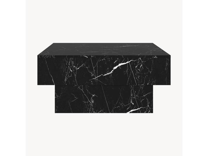 [en.casa] Couchtisch Lens 80/60/36 cm, Schwarz, Weiß, Holzwerkstoff, Marmor Optik, Rechteckig,Rechteckig, 80x36x60 cm, Wohnzimmer, Wohnzimmertische, Couchtische