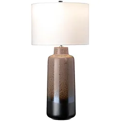 Designleuchte Beistellleuchte Tischlampe E27 weiß Leinen Keramik Leinen braun