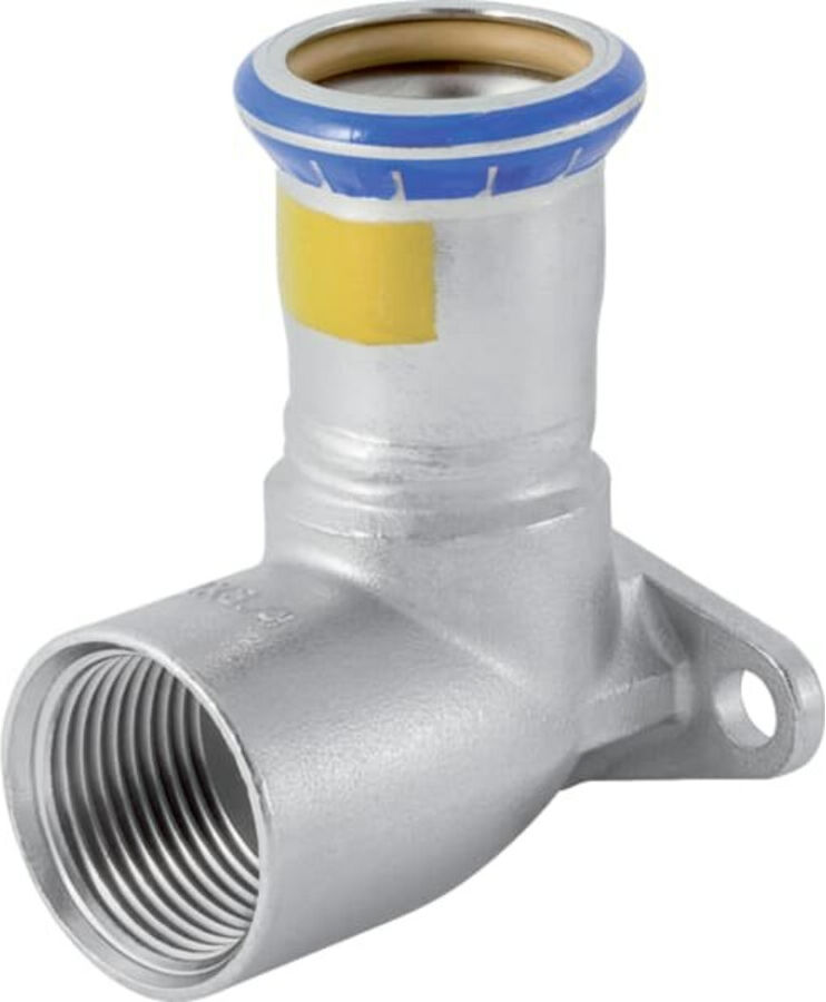 Geberit Gas-Anschlusswinkel Mapress 90G, Edelstahl, 15mmxRp 1/2, Länge 43mm (34136)