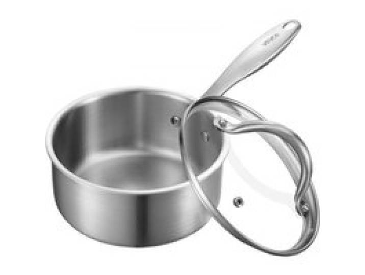 VEVOR Kochtopf Kasserolle Stielkasserolle 1,42 L mit Glasdeckel, Suppentopf Gemüsetopf mit ergonomischem Griff, Milchtopf aus Edelstahl Gemüsetopf, Silber spülmaschinengeeignet Soßentopf