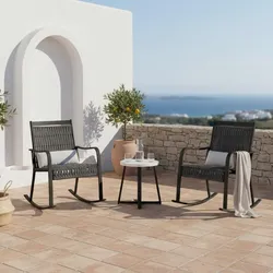 Balkonset Mathilda Hellgrau Outdoorstoff/Metall +Abdeckung