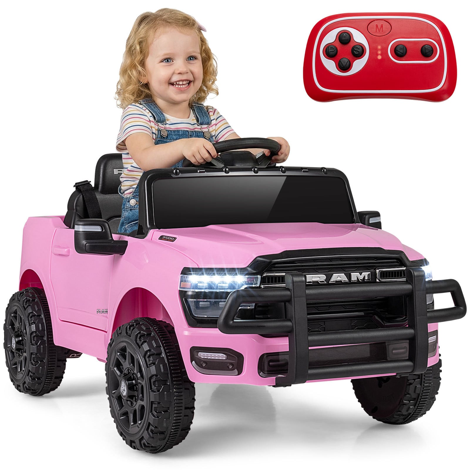 Costway Kinder Elektroauto RAM 3500, 12V, Roze